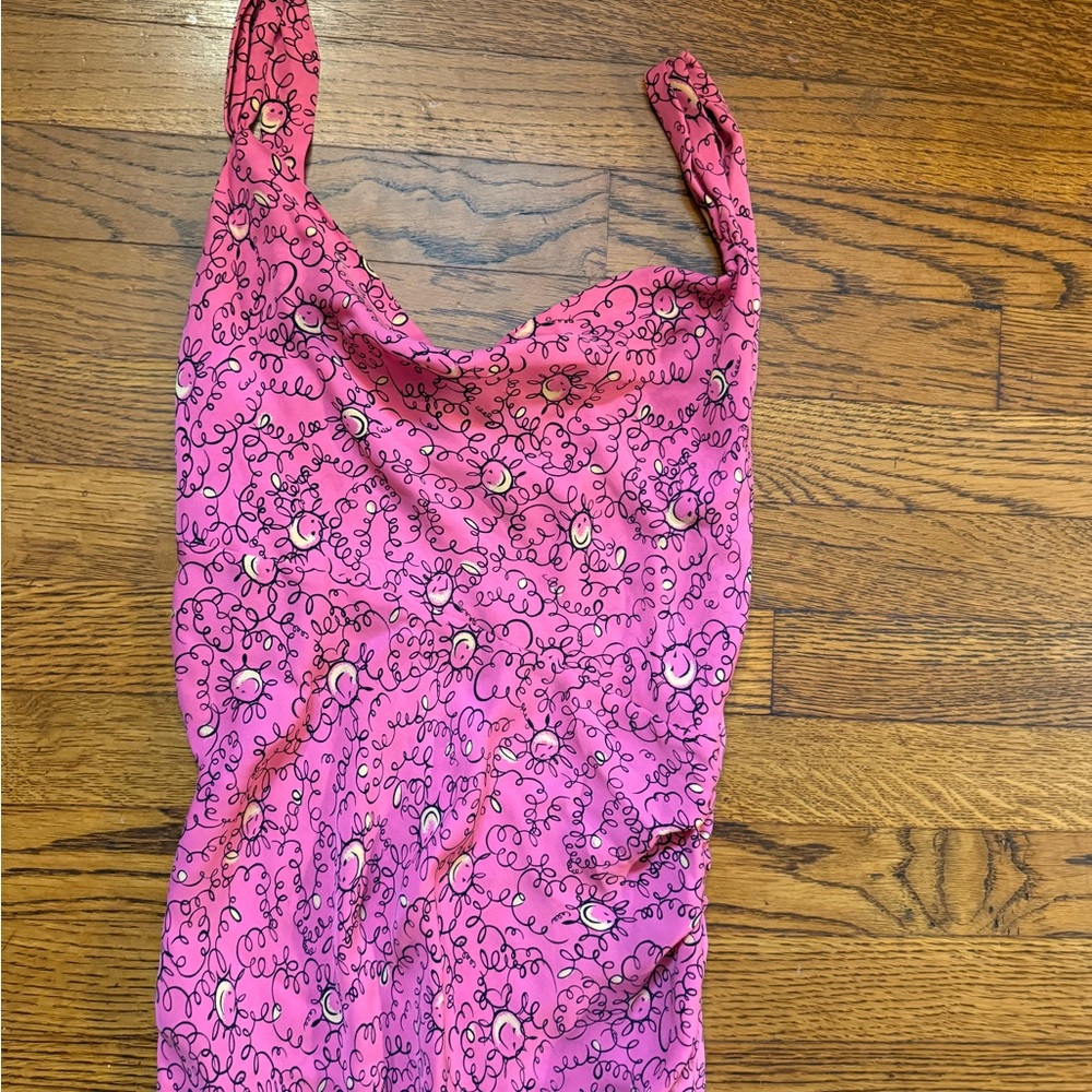 Diane von Furstenberg Smiley Face Pink Patterned Maxi Dress - Picture 2 of 5